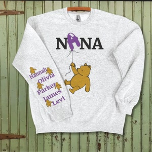 Mama bear Shirt,Winnie the pooh mama/papa bear,Name on sleeve shirt image 3