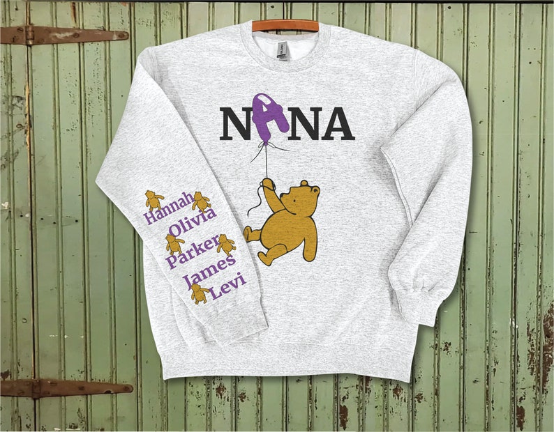 Mama bear Shirt,Winnie the pooh mama/papa bear,Name on sleeve shirt image 3