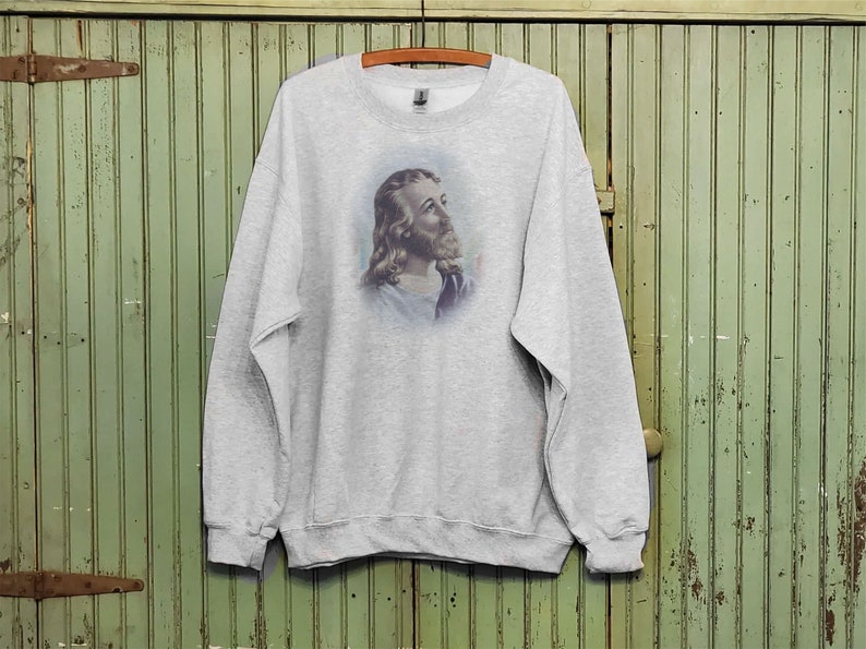 Vintage Jesus, Religious sweatshirt, Love like Jesus, Pray sweatshirt, Antique Jesus print, Jesus sweatshirt image 1