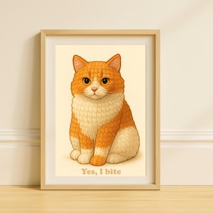 Orange Cat Energy Poster: Playful Ginger Cat Wall Art (Digital Download