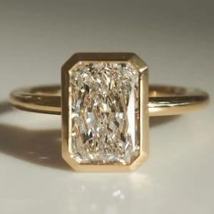 3CT Radiant Cut Moissanite Engagement Diamond Ring Bezel ring Wedding ring Promise Ring Gifts Set Women Radiant Cut Solid Gold Ring