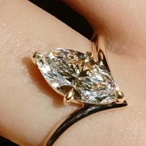2 CT Marquise Engagement Ring Moissanite Diamond Bridal Ring V Shape Ring 14K Solid Gold Ring Wedding Ring Anniversary Gifts Ring For Her