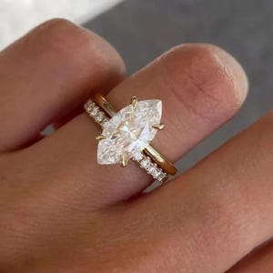 2CT Marquise Cut Moissanite Engagement Ring Cathedral Setting Wedding Ring Marquise Affordable Engagement Ring Anniversary Ring ring for her