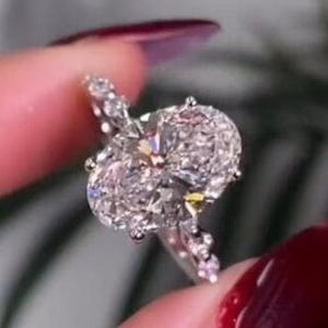 4.0CT Oval Moissanite Ring Oval Cut Solitaire Diamond Ring Gorgeous Hidden Halo Anniversary Ring White Gold Ring Classic Vintage Style ring