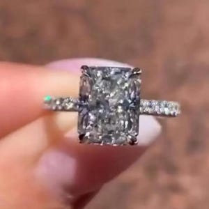 3 CT Radiant Cut Moissanite Engagement Ring Radiant Cut Engagement Ring Radiant Cut Hidden Halo Promise Ring Gift for her