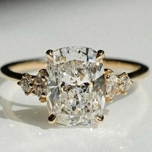 3CT Elongated Cushion Cut Moissanite Engagement Ring 14K Gold wedding Ring Cushion Promise Ring Anniversary Gift For Her Dainty Bridal Ring