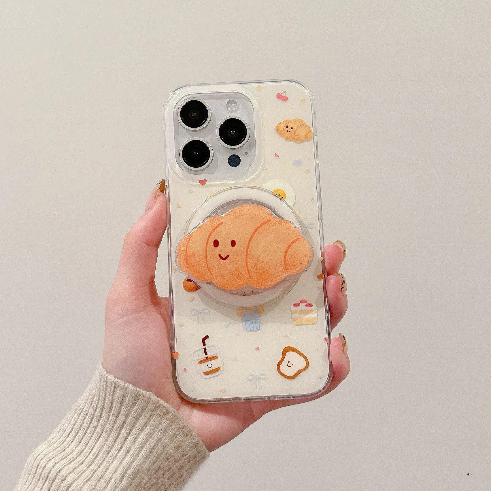Jelly Cat Croissant Magsafe iPhone Case with Grip