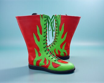 Botas de lucha personalizadas hechas a mano / Zapatos de combate profesional / Calzado deportivo con cordones personalizados / Botas de cuero de alto rendimiento para hombres y mujeres