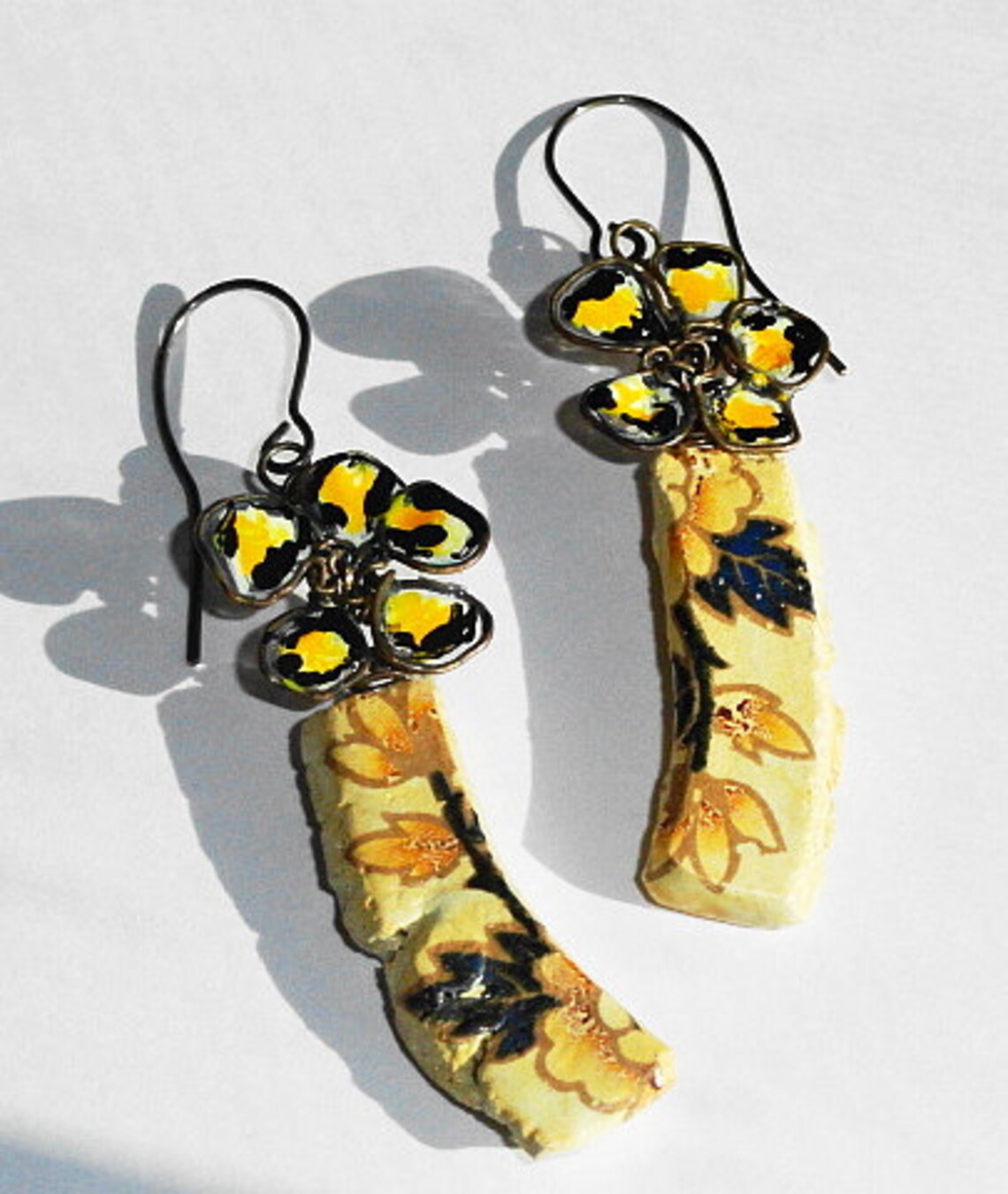 Mountain Flower Earrings in Ceramic Clay and Wire Etsy