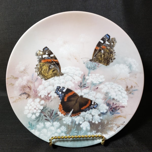 Red Admirals Butterfly Collector Plate by Lena Liu | Eighth Issue in the On Gossamer Wings Series | 1989 | Plate No. 6799A