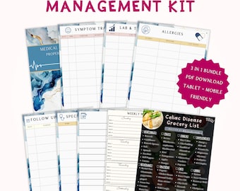 Celiac Disease Management Kit: Gluten-Free Meal Planner, Symptom Tracker (PDF Printables)