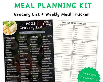PCOS Meal Plan PDF: Hormone Balance Grocery List, Low Glycemic Diet (Digital Download)