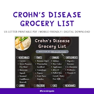 Crohn’s Disease Grocery List PDF | Low Fiber IBD Diet Food List | Gut Health Shopping Guide | Printable Anti-Inflammatory Meal Planning