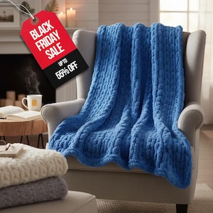 Grof gebreide deken, superzachte pluche chenilledeken, handgemaakte gezellige bankdeken, warm gebreide woondecoratie, kerstcadeau-idee