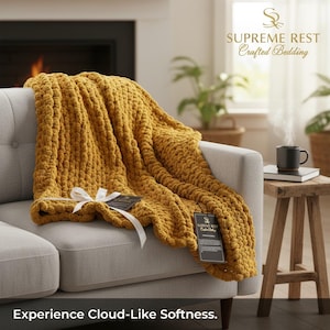 Grof gebreide deken, handgemaakte chenilledeken, superzachte wollen deken, gezellige pluche sprei, winterkerstcadeau