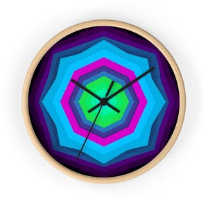 Colorful Geometric Wall Clock, Modern Home Decor, Unique Gift, Living Room Accent, Vibrant Design for Any Occasion