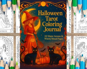 Halloween Tarot Coloring Journal: Witchy Major Arcana, Samhain Rituals (PDF)