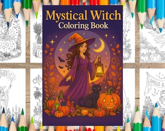 Mystical Witch Coloring Book – Halloween Magic & Cozy Fall Designs (Printable PDF)