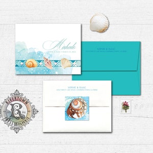 TEMPLATE Thank You Card, Hawaiian Ocean Sea Shell Destination Instant Download, Printable, Print On Demand, Print at Home, PDF