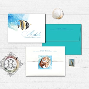 TEMPLATE Thank You Card, Hawaiian Ocean Sea Tropical fish Destination Instant Download, Printable, Print On Demand, Print at Home, PDF