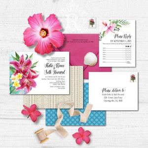 TEMPLATE Hawaiian Wedding Suite, Tropical, Destination, Hibiscus, Instant Download, Printable, Print On Demand, Print at Home, PDF