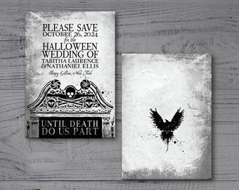 TEMPLATE Halloween Gothic Wedding Save the Date, Instant Download, Printable, Print On Demand, Print at Home, PDF