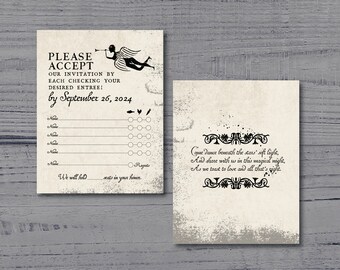 TEMPLATE Halloween Gothic Wedding Response, RSVP, Instant Download, Printable, Print On Demand, Print at Home, PDF