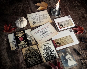 TEMPLATE Halloween Gothic Wedding Invitation Suite, Instant Download, Printable, Print On Demand, Print at Home, PDF