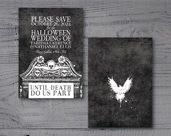 TEMPLATE Halloween Gothic Wedding Save the Date, Instant Download, Printable, Print On Demand, Print at Home, PDF