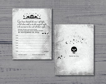 TEMPLATE Halloween Gothic Wedding Response, RSVP, Instant Download, Printable, Print On Demand, Print at Home, PDF