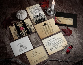 TEMPLATE Halloween Gothic Wedding Invitation Suite, Instant Download, Printable, Print On Demand, Print at Home, PDF