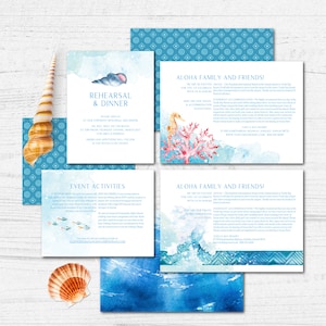 TEMPLATE 4 Details Card Hawaiian Wedding, Beach Ocean, Travel Destination Instant Download Printable Print On Demand Print at Home PDF