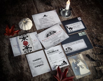 TEMPLATE Halloween Gothic Wedding Invitation Suite, Instant Download, Printable, Print On Demand, Print at Home, PDF