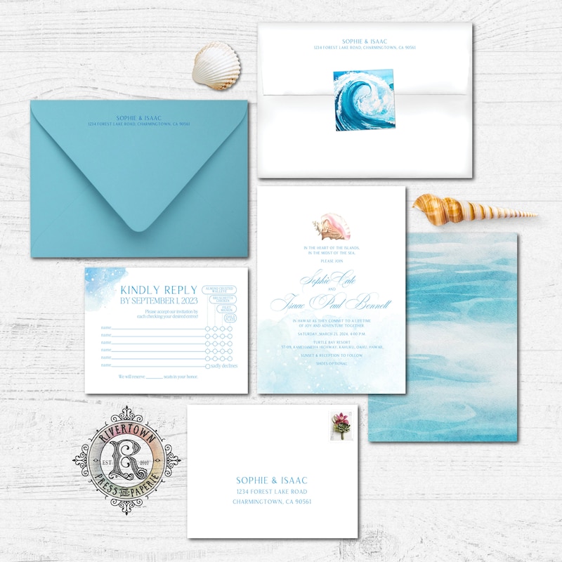 Conch Shell Wedding Invitation - Etsy