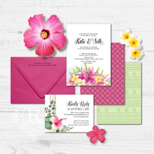 TEMPLATE Hawaiian Wedding Suite, Tropical, Destination, Hibiscus, Lilly, Instant Download, Printable, Print On Demand, Print at Home, PDF