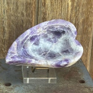 Grande tigela de cristal brilhante Chevron Ametista Coração Prato