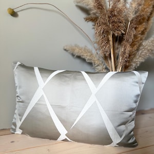 Grey Satin Luxury Abstract Accent Cushion Cover
