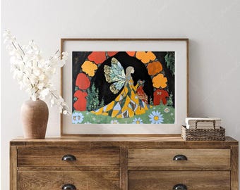 Instant download-afdrukbare muurkunst-onder de betoverde boog-feeënkunst