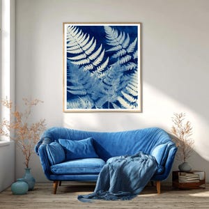 Stunning Blue Vintage Style Botanical Print - Plant Artwork - Downloadable Art - 11 sizes- Printable Wall Art