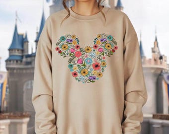Flower Mickey Sweatshirt, Disney Garden Festival Hoodie, Mickey Sweat, Floral Disney Swatshirt, Floral Mickey Hoodie, Gardener Gift