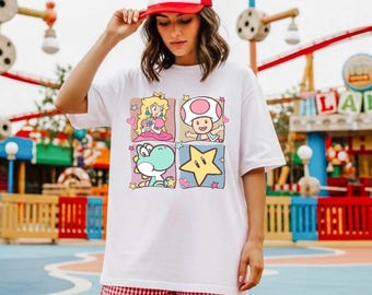 Comfort Colors Mario Princess Girls Shirt, Princess Peach Mario Shirt, Princess Peach T-Shirt, Super Mario Shirt, Mario Group Birthday