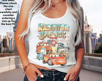 Retro Radiator Springs Cars Movie Tank Top, Lightning McQueen Tank Top, Cars Movie Disney Tank Tee, Disney Family Trip Tank Top