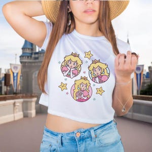 Mario Princess Girls Crop Top, Princess Peach Mario Crop Top, Princess Peach Crop Top, Super Mario Crop Tee, Mario Group Birthday