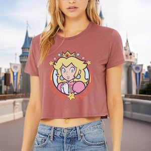 Mario Princess Girls Crop Top, Princess Peach Mario Crop Top, Princess Peach Crop Top, Super Mario Crop Tee, Mario Group Birthday