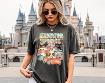 Comfort Colors Retro Radiator Springs Cars Movie Shirt, Lightning McQueen Shirt, Cars Movie Disney Shirt, Disney Family Trip Shirt