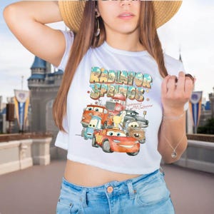 Retro Radiator Springs Cars Movie Crop Top, Lightning McQueen Crop Top, Cars Movie Disney Crop Tee, Disney Family Trip Crop Top