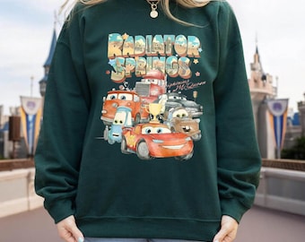 Retro Radiator Springs Cars Movie Sweatshirt, Lightning McQueen Hoodie, Cars Movie Disney Sweatshirt, Disney Family Trip Sweatshirt