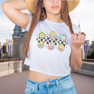 Mario Princess Girls Crop Top, Princess Peach Mario Crop Top, Princess Peach Crop Top, Super Mario Crop Tee, Mario Group Birthday
