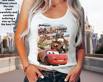 Retro Radiator Springs Cars Movie Tank Top, Lightning McQueen Tank Top, Cars Movie Disney Tank Tee, Disney Family Trip Tank Top