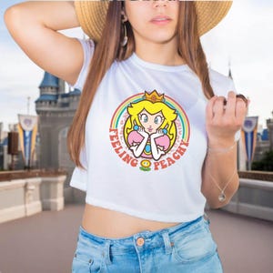 Mario Princess Girls Crop Top, Princess Peach Mario Crop Top, Princess Peach Crop Top, Super Mario Crop Tee, Mario Group Birthday